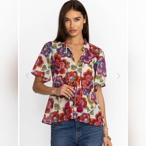 Women's Johnny Was Calanthe High Low Empire Waist Top Size XS